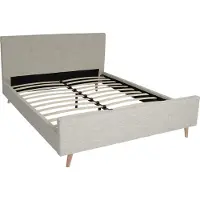 Mendler Polsterbett MCW-J98, Bett Doppelbett Bettgestell mit Lattenrost, Massivholz 160x200cm creme-beige