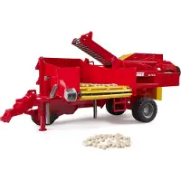BRUDER 02130 - Grimme SE 75-30 Kartoffelroder mit 80 Kartoffel-Imitaten - 1:16 Roder Anhänger Traktor Kartoffelroder