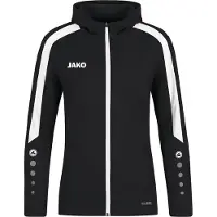 Jako Damen Kapuzenjacke Power, Farbe:schwarz, Größe:42