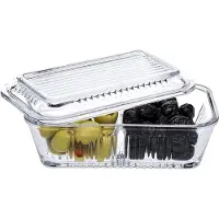 Pasabahce Frigo Studio Vorratsbehälter mit Deckel, 2 Fächer, 170 x 102 mm