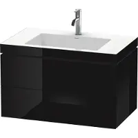 Duravit Waschtischunterschrank c-bonded L-Cube 80x48cm, 1 HL, sw hgl, 2 Schub., wandhängend