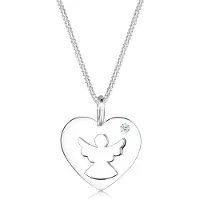 Elli Halskette - Halskette Herz Schutzengel Diamant (0.03 ct.) Silb - Gr. unisize - in Weiß - für Damen