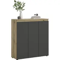 Ebuy24 Scarpa Sideboard 3 Türen Eiche Nachbildung, Anthrazit.