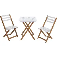 Mendler Garnitur MCW-P71, Sitzgruppe Lounge-Set Garten 2x Stuhl Tisch, Akazie Holz klappbar natur-weiß