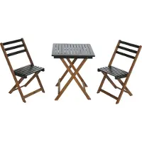 Mendler Garnitur MCW-P71, Sitzgruppe Lounge-Set Garten 2x Stuhl Tisch, Akazie Holz klappbar natur-grün
