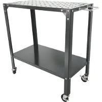 Relaxdays Schweißtisch mit 4 Rollen & Bremsen, Werkbank Lochplatte, HBT: 91,5x88x46 cm, Arbeitstisch sicher, Stahl, grau