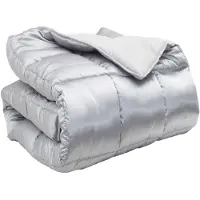 vidaXL Winterbettdecke Silber 140 x 220 cm Satin und Mikrofaser