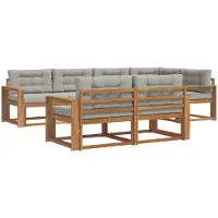 vidaXL Outdoor-Sofagarnitur 8 stk. Natürlich und Hellgrau