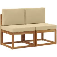 vidaXL 2 Stück Outdoor Mittelsofa Massivholz Akazie Natur