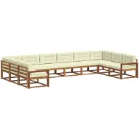 vidaXL Outdoor-Sofagarnitur 10 stk. Natur und Creme