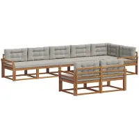 vidaXL Outdoor-Sofagarnitur 8 Stk. Natürlich und Hellgrau