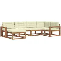 vidaXL Outdoor-Sofagarnitur mit Kissen 6 pcs Natur und Creme