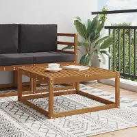 vidaXL Tisch für Outdoor - - Gartentisch - Massivholz Akazie Natur 79 x 79 x 37 cm