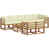 vidaXL Outdoor-Sofagarnitur 9 stk. Natur und Creme