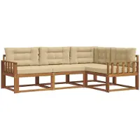 vidaXL Outdoor-Sofagarnitur 4 Stk. Natur und Beige