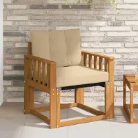 vidaXL Outdoor-Sofa Massives Akazienholz und Textilene Natur - Gartenstühle C1494