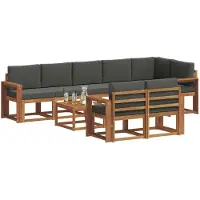 vidaXL Outdoor-Sofagarnitur 9 stk. Natur und Anthrazit
