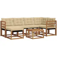 vidaXL Outdoor-Sofagarnitur 7 stk. Natur und Beige