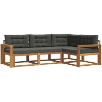 vidaXL Outdoor-Sofagarnitur 4 stk. Natur und Anthrazit