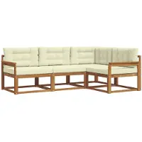 vidaXL Outdoor-Sofagarnitur mit Kissen 4 pcs Natur und Creme