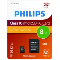 Philips FM08MP45B/00, 8 GB, MicroSDHC, Class 10, UHS-I, 80 MB/s, Class 1 (U1)
