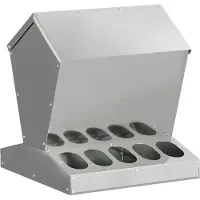 vidaXL Hühnerfütterer Silber 40 x 40 x 45 cm Verzinkter Stahl