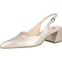 Högl Laura Pumps aus Metallic Leder mit spitzer Leiste, Trapezabsatz und Fersenriemen