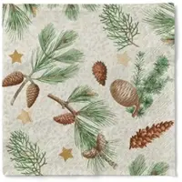 Mank Tissue Serviette Pinea, 40 x 40 cm, 3-lagig, 100 Stück - - Tannenzapfen Weihnachten Zweige