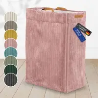 Lycce Wäschekorb Cord – Nischenwäschekorb platzsparend & praktisch waschbare Bezüge faltbarer Wäschesammler Schlafzimmer, Kinderzimmer & Badezimmer