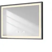 Emke Badspiegel mit Beleuchtung 80*60cm,Beschlagfrei, Temperatur und Uhr Kaltweiss(6500K), Dimmbar