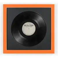 K-Möbel Schallplatten Rahmen Orange 40x40cm 2er Set mit Schwarzem Passepartout für die Vinyl