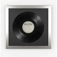 K-Möbel Schallplatten Rahmen Platin 40x40cm mit Schwarzem Passepartout für die Vinyl