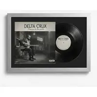 K-Möbel Schallplatten Rahmen Silber 40x60cm mit Schwarzem Passepartout für Vinyl & Cover