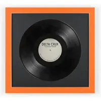 K-Möbel Schallplatten Rahmen Orange 40x40cm mit Schwarzem Passepartout für die Vinyl