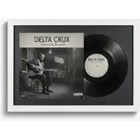 K-Möbel Schallplatten Rahmen Weiß 40x60cm mit Schwarzem Passepartout für Vinyl & Cover