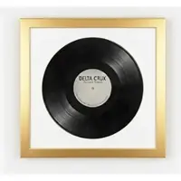 K-Möbel Schallplatten Rahmen Gold 40x40cm mit Weißem Passepartout für die Vinyl