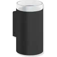 Hewi Glasbecher mit Halter des Systems 900, Halter aus Edelstahl, pulverbeschichtet, Becher aus satiniertem Kristallglas, in Farbe DC (Schwarz tiefmatt)