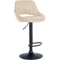 CLP Barhocker Milet Kunstleder höhenverstellbar drehbar mit Rückenlehne creme Gestell Farbe schwarz