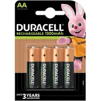 Duracell NiMH 1300 mAh LR6/AA wiederaufladbare Batterien, 4 Stück