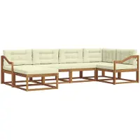 vidaXL Outdoor-Sofagarnitur 6 stk. Natur und Creme