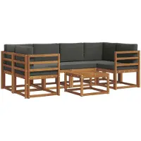 vidaXL Outdoor-Sofagarnitur 7 stk. Natur und Anthrazit