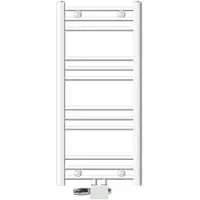 LuxeBath Badheizkörper Mittelanschluss 400 x 800 mm Weiß gerade mit Anschlussgarnitur inkl. Thermostat Universal Eck- & Durchgangsform, ohne Heizstab