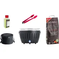 LotusGrill S Small Kompakt Starter-Set Anthrazitgrau Holzkohlegrill 5 teilig