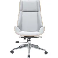 Miliboo - Design-Bürosessel helles Holz und PolyurethanGrau CURVED