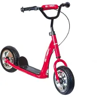 Globber muuwmi Roller Sunny – 10 Zoll EVA-Bereifung, Stahlrahmen, Bandbremse, Lenker höhenverstellbar, inkl. Ständer, rot