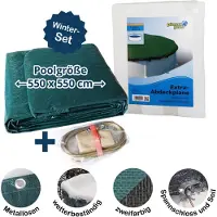 Planet Pool Abdeckplane für 550cm Rund Pools und Schwimmbecken - 94 g/m² Winterschutz und Ganzjahresabdeckung