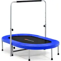 Costway 2 Personen Trampolin mit höhenverstellbarm Haltegriff, Mini Trampolin bis 150kg belastbar, Kindertrampolin klappbar, Gartentrampolin für Kinder und Erwachsene