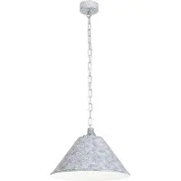Licht-Erlebnisse Pendelleuchte Vintage "Works" Grau Weiß Metall Hängelampe Wohnzimmer Esszimmer Esstisch