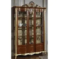 Casa Padrino Luxus Barock Vitrine Braun / Gold / Silber - Edler Massivholz Vitrinenschrank mit 2 Türen - Hotel Möbel - Schloss Möbel - Luxus Qualität - Made in Italy