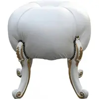 Casa Padrino Barock Sitzhocker Mod2 - Rundhocker- Weiß / Gold - Barock Möbel